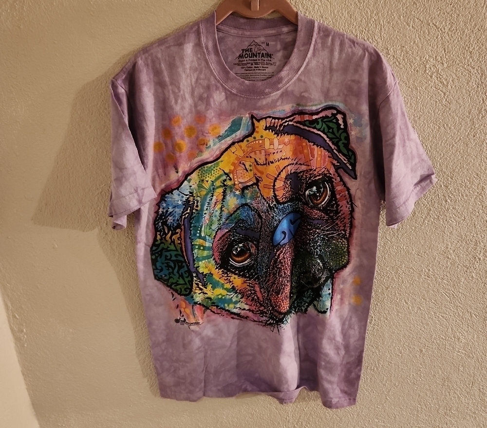 The Mountain Pug Tie Dye T Shirt Medium HD4829